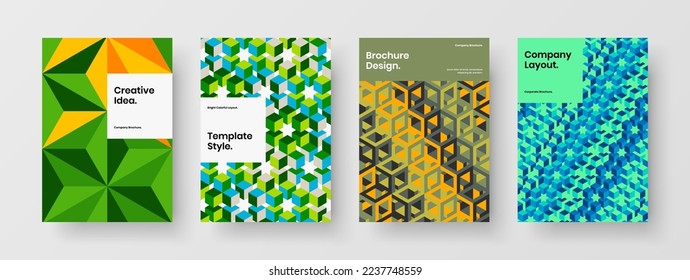 Einzeln geometrische Formen Faltblatt-Layout-Kollektion. Beeindruckende Katalog Cover Vektordesign-Template-Komposition.