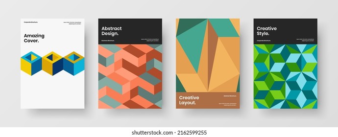 Isolated geometric shapes postcard illustration composition. Modern magazine cover A4 vector design concept collection.
