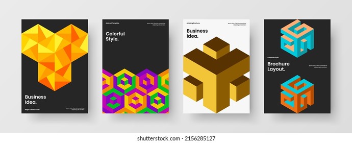 Isolated geometric shapes presentation template collection. Trendy flyer vector design concept set.