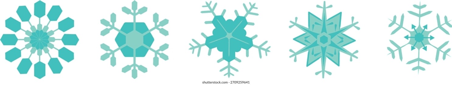Flocos de neve geométricos isolados para decoração de inverno, saudação e convite	