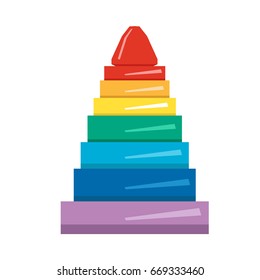 Isolated geometric stack pyramid on a white background, Vector illustration