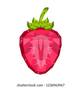 Isolated geometric strawberry cut. Low Poly. Vector illustration design