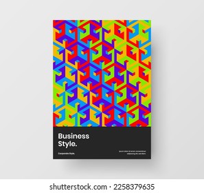 Isolated geometric tiles booklet concept. Fresh pamphlet A4 design vector illustration.