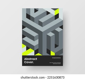 Isolated geometric tiles booklet template. Original journal cover vector design layout.