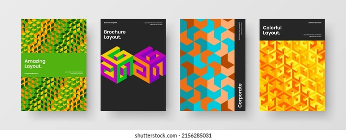 Conjunto de diseño de folletos de azulejos geométricos aislados. Nuevo paquete de diseño de vectores A4 para folletos.