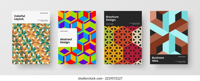 Isolated geometric tiles corporate identity concept collection. Original journal cover A4 vector design layout bundle.