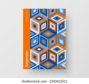 Isolated geometric tiles flyer concept. Vivid banner A4 vector design illustration.