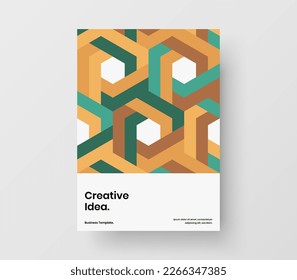 Isolated geometric tiles placard illustration. Creative presentation A4 design vector template.