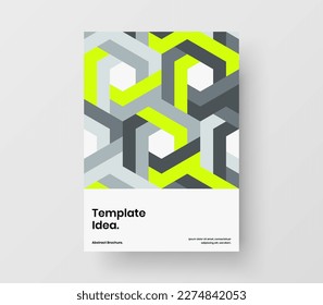 Isolated geometric tiles placard layout. Original booklet vector design template.