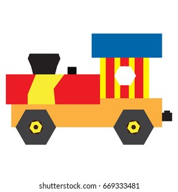 Isolated geometric train toy on a white background, Vector illustration
