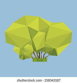 an isolated geometric tree on a blue background