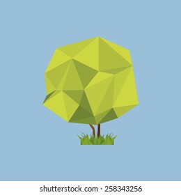 an isolated geometric tree on a blue background