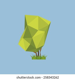 an isolated geometric tree on a blue background