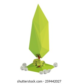 an isolated geometric tree on a white background