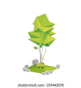 an isolated geometric tree on a white background