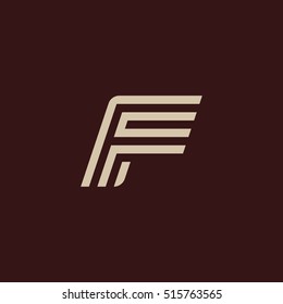 Isolated geometric vector white color alphabet letter f. Monogram symbol on the dark background. Unusual typography element. Vector illustration