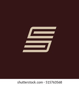 Isolated geometric vector white color alphabet letter s. Monogram symbol on the dark background. Unusual typography element. Vector illustration