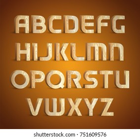 Isolated Geometric Wood Texture Font 3d Stock Vector (Royalty Free ...