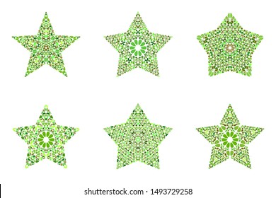 Isolated geometrical abstract stone ornament star polygon set - ornamental pentagonal vector design element