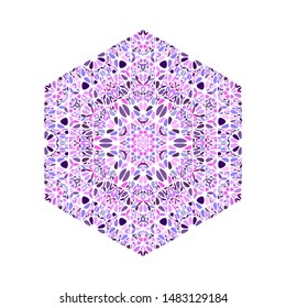 Isolated geometrical floral ornament hexagon symbol - geometric colorful ornamental vector design element