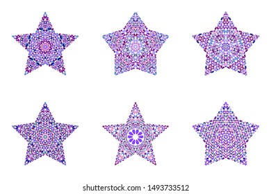 Isolated geometrical floral star polygon set - pentagonal vector design element from gravel stones