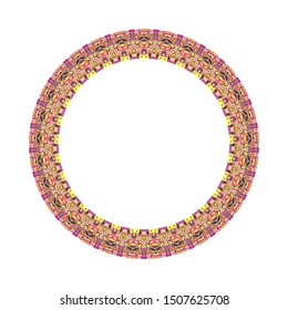 Isolated geometrical mosaic circle frame - colorful abstract circular vector element