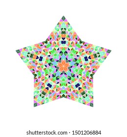 Isolated geometrical triangle star symbol template - colorful abstract polygonal vector element from mosaic triangles
