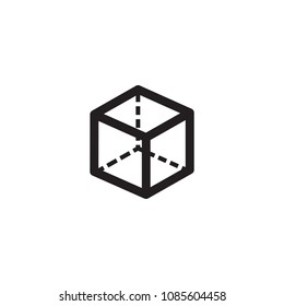 Isolated geometry icon symbol on clean background. Vector cube element in trendy style.