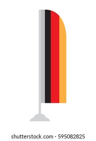 Isolated German flag on a pole, Vector illustration