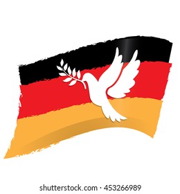 Isolated german flag, pigeon, Conceptual peace, Vector illustration