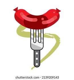Einzige deutsche Wurst auf einem Gabelsymbol Vektor