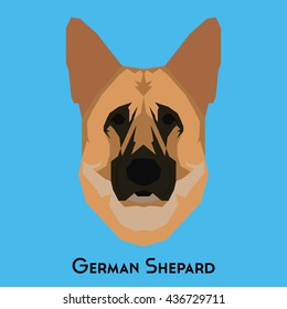 Isolated German Shepard On A Blue Background