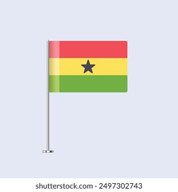 Isolated Ghana Table Flag on Pole, Ghanaian Flag Vector Design for Print and Web