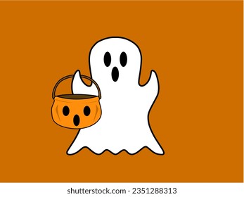 Isolated ghost bringing bucket icon. Ghost vector icon, Emotion Variation. Simple flat style design elements. Creepy horror images.
