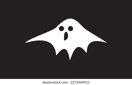 Icono de fantasma aislado en fondo negro. Icono fantasma con caras lindas de dibujos animados espeluznantes, aterradoras, felices y divertidas. Símbolo de Halloween. Diseño de vectores