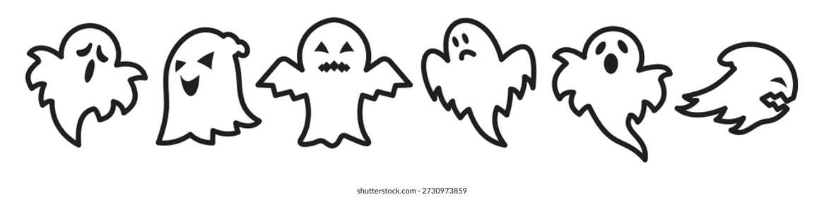 Icono de fantasma aislado en un Vector de fantasma de fondo blanco