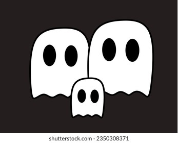Isolated ghost icon. Ghost vector icon, Emotion Variation. Simple flat style design elements. Creepy horror images.
