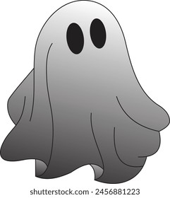 Isolated ghost illustration in a White Background. Ghost vector icon. Simple flat style design elements. Creepy horror images.