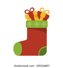 Isolated gift and boot of Christmas season design