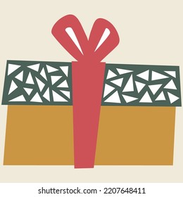 Geschenkbox einzeln mit Schleife und rotem Band. Vektorclip-Kunst
