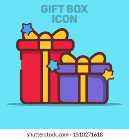 Isolated Gift Box Icon Vector Illustration with Blue Background