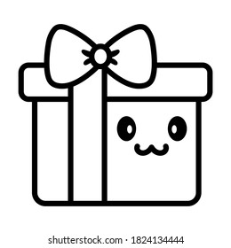 Isolated gift box kawaii. Christmas icon - Vector