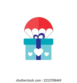 Isolated gift box on parachute icon Vector