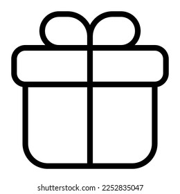 Isolated gift box in outline icon on white background. Package, surprise, present, parcel, delivery, shopping, business