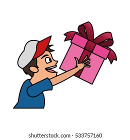 Isolated gift and boy design