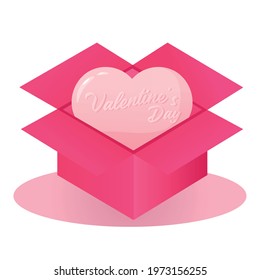 Isolated gift heart big saint valentine day love pink present icon- Vector
