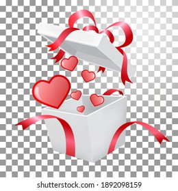 Isolated gift with a red bow with hearts. Valentine gift