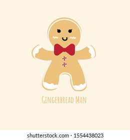 Isolated Gingerbread Man Cookie with Red Bow Tie