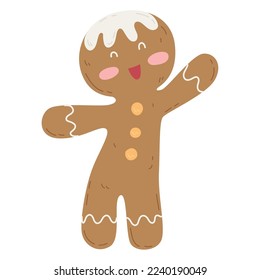 Isolated gingerbread man icon Flat design Christmas character Vector illustration