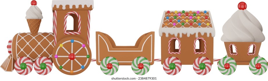 isolated gingerbread train. christmas gingerbread train with cookies and candies